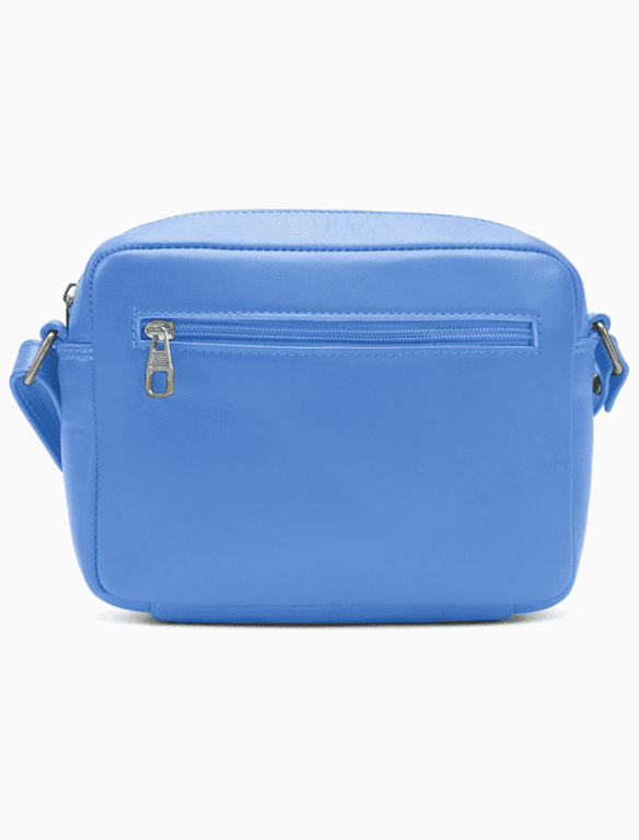 Minimalist Slate Blue Camera Bag | Modern Boxy Leather Crossbody — view 1