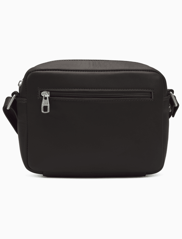 Minimalist Espresso Leather Crossbody Bag | Compact Pebbled Leather Travel Bag — view 1