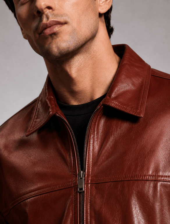 Classic Burgundy Leather Bomber Jacket | Unisex Zip-Up Aviator Jacket — view 1