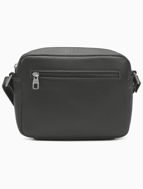 Minimalist Matte Black Camera Bag | Modern Boxy Leather Crossbody — view 1